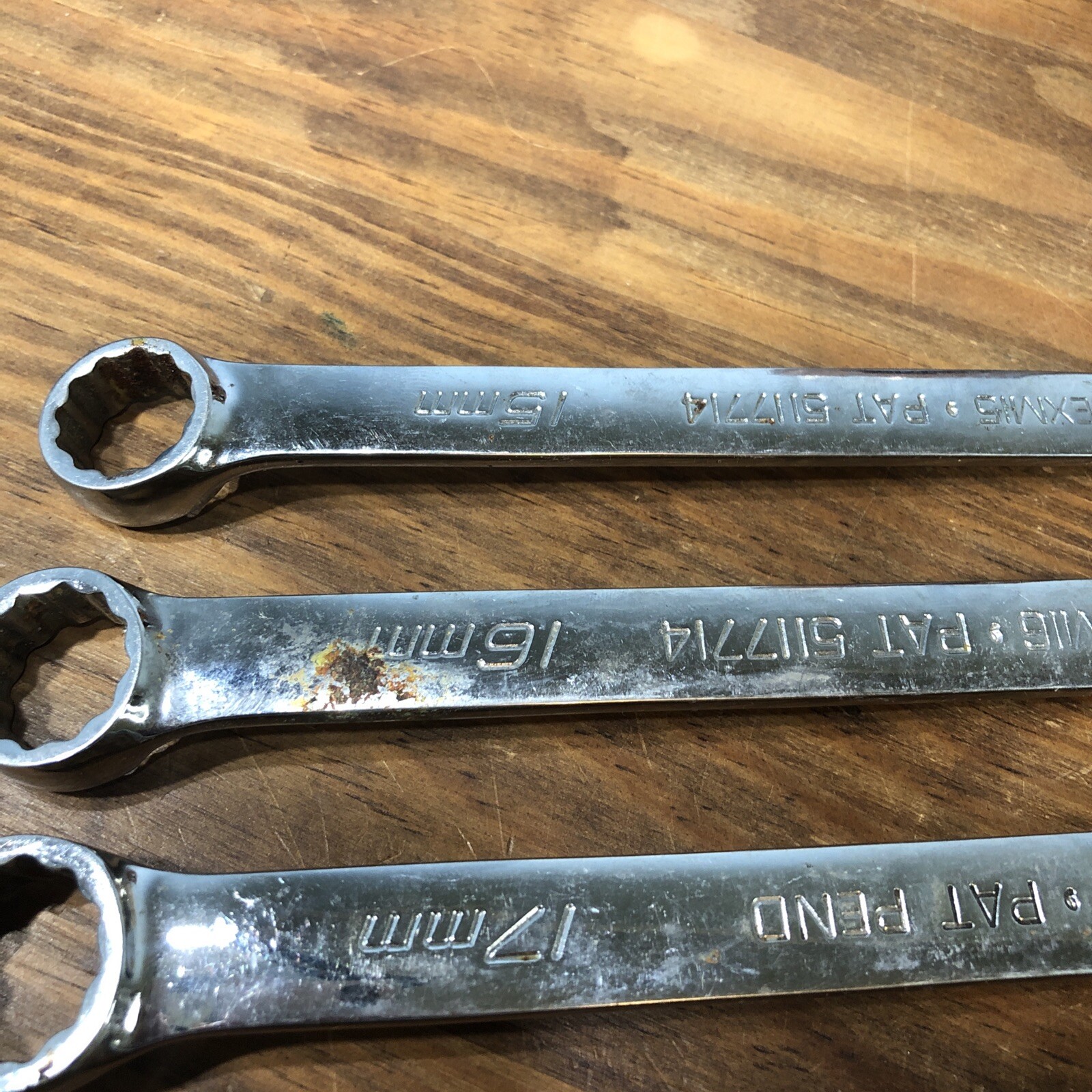 Snap-on SOEXM 15-17, 19 Flank drive Plus 12 Point Combo Wrench Set 4pc Metric