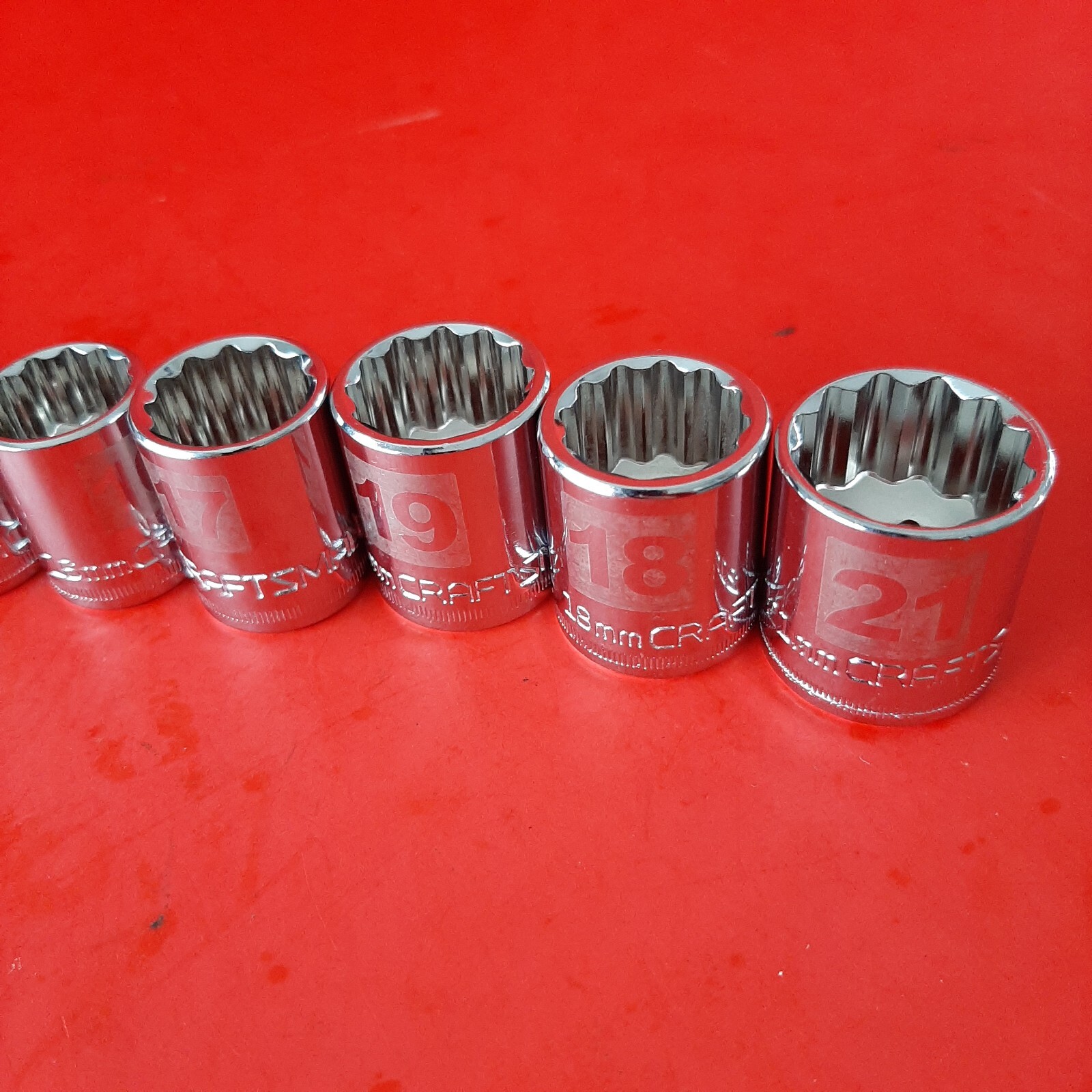 NEW 6-19 21mm Easy Read Craftsman 3/8″ Drive METRIC Shallow 12 Point Socket Set