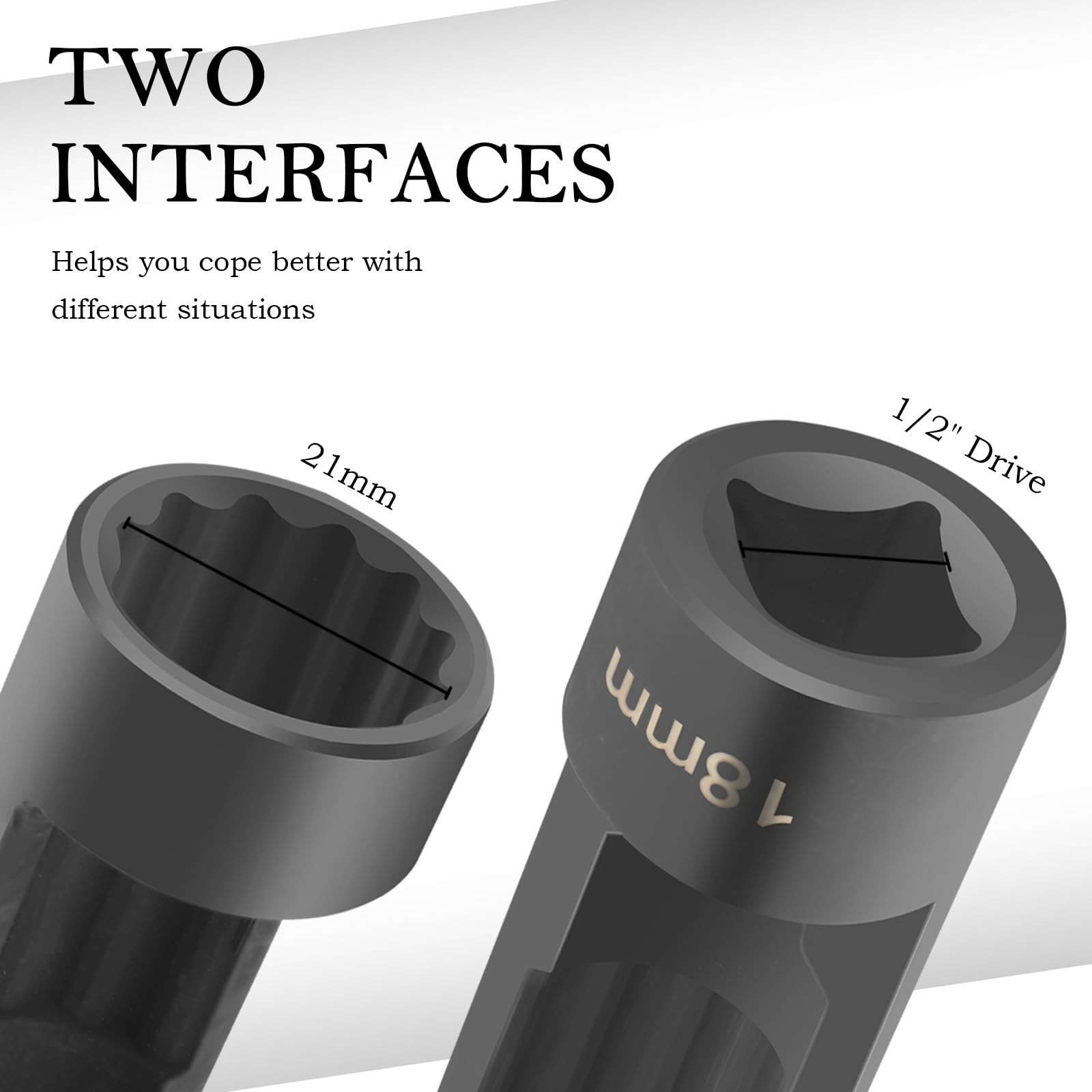 18mm Shock Absorber Socket for Removal of 3.15*1.02*1.02 inch, Black