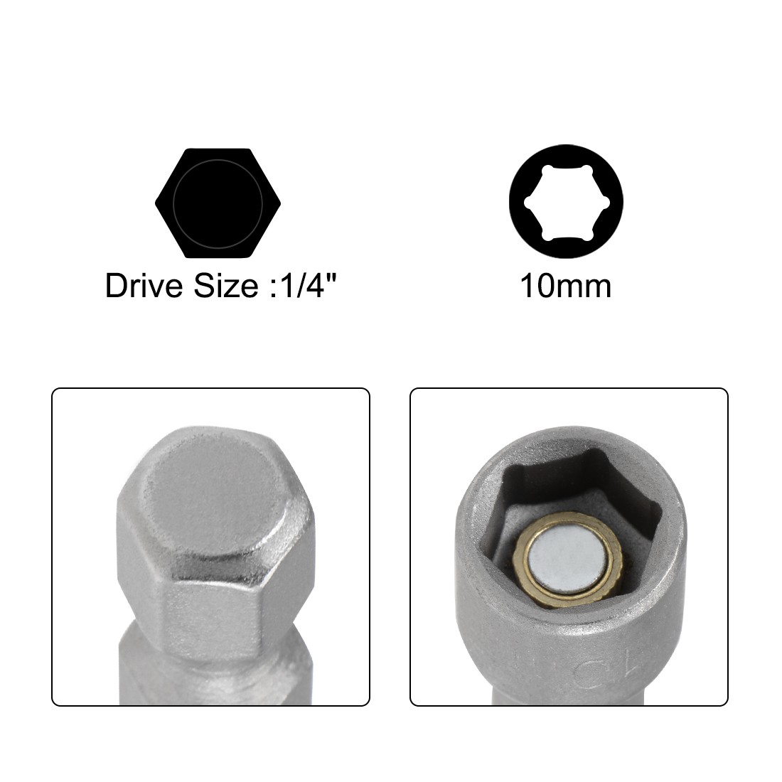 150mm Length Silver Nut Driver For WOODWORKING 10mm Magnetic Nut Socket