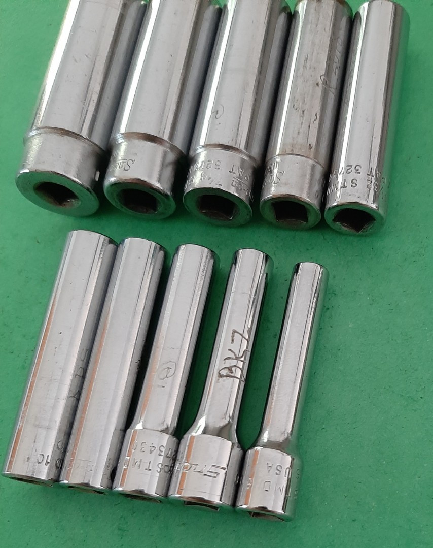 10pc Snap-on Tools USA 1/4″ Drive SAE Deep 12pt POINT Chrome Socket Set READ!!