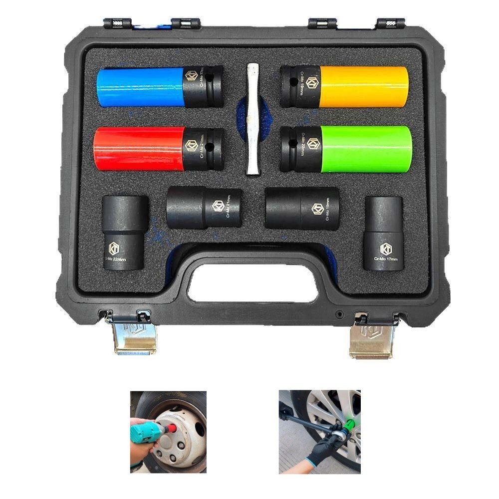 1/2″ Drive Impact Lug Nut Socket Set Wheel Thin Wall Non-Marring 17 19 21 22mm