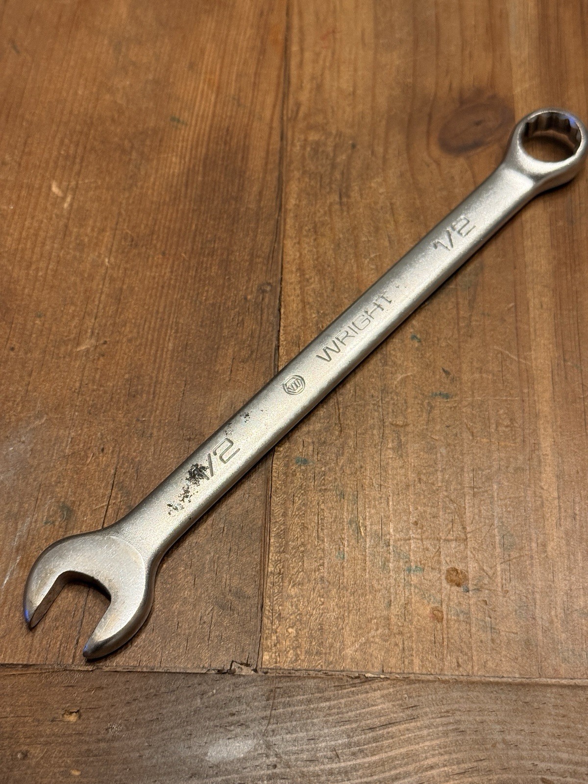 Vintage 7» Long Wright Tool 1/2″ Combination Wrench 1116 Satin – Made in USA