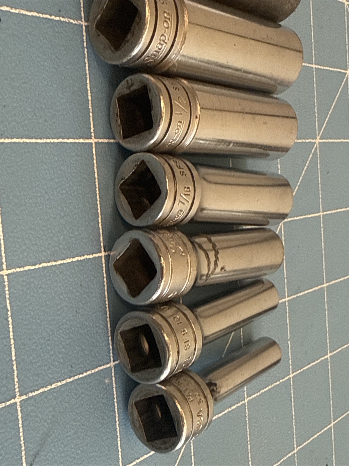Snap-On Tools Deep Socket Set 3/8″ Drive 1/4″ to 7/8″ 6 Point 10Pieces no 3/4