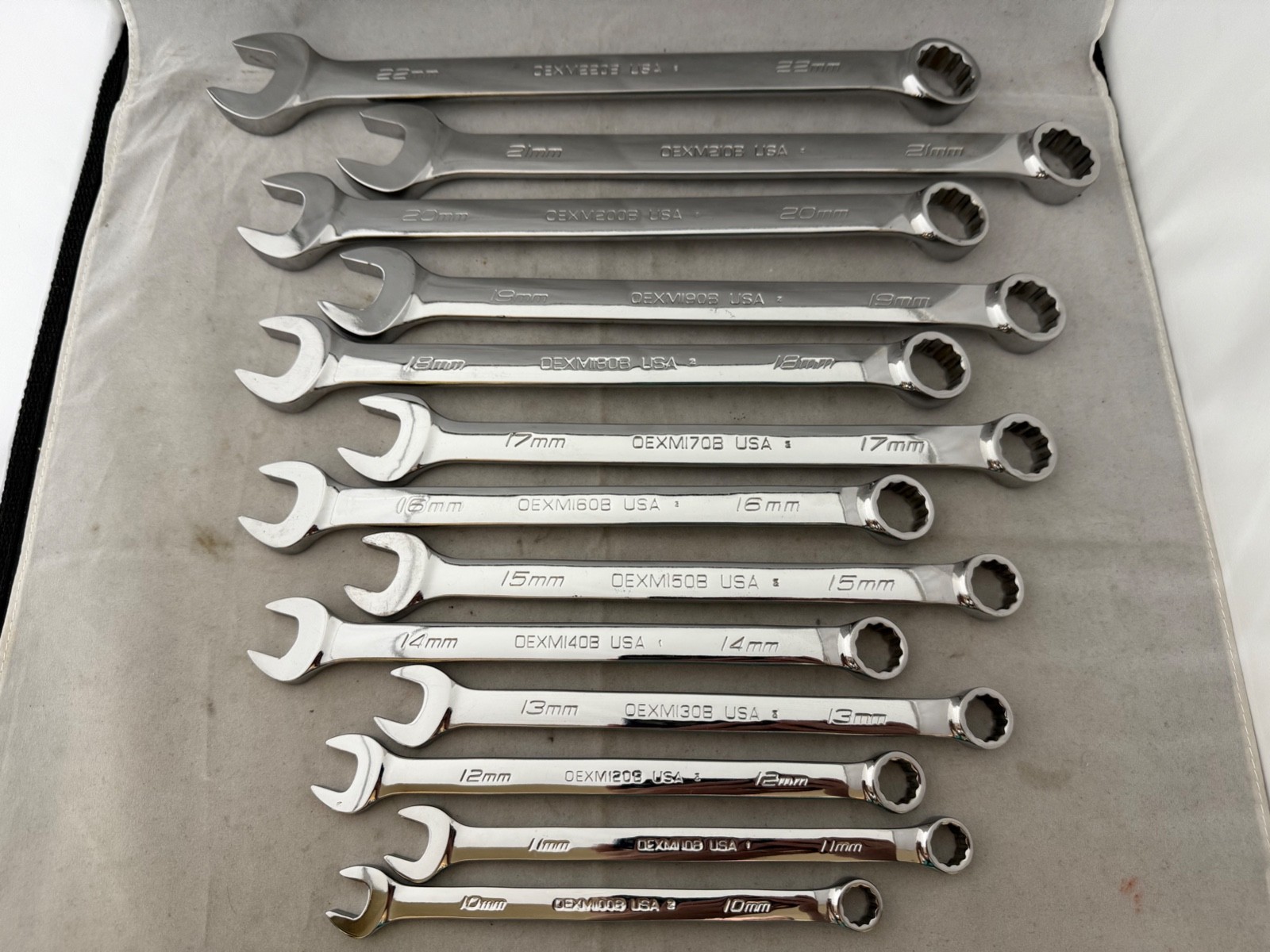 Snap on OEXM713B 13 Pc 12 Pt Metric Flex Drive Combo Wrench Set 10-22mm