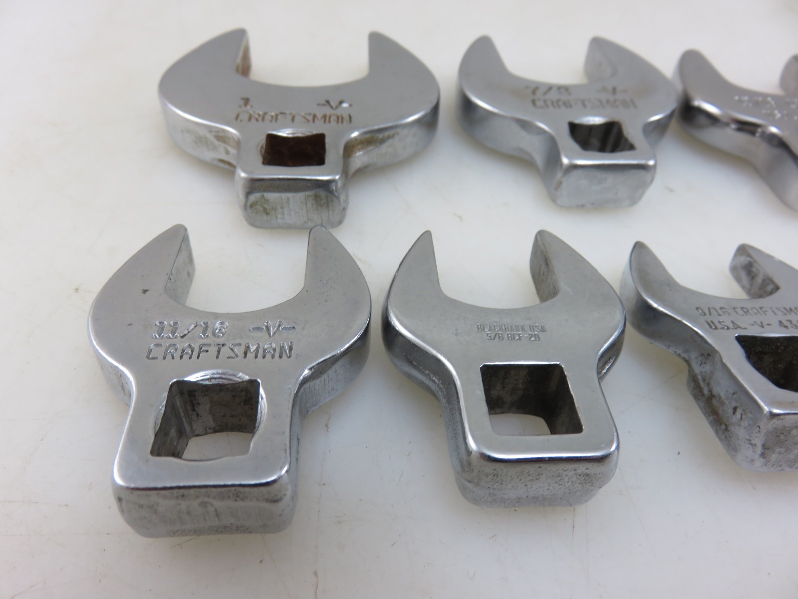Craftsman -V- & Others Crowfoot Wrench Set 10pc Set 3/8″Dr. 3/8″-1″ Vintage USA