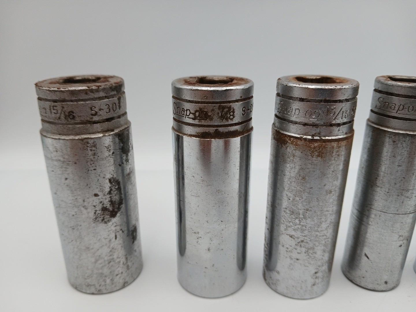 Lot of 6 Snap on Tools Deep Sockets SAE Various Sizes Underline 12 Point USA