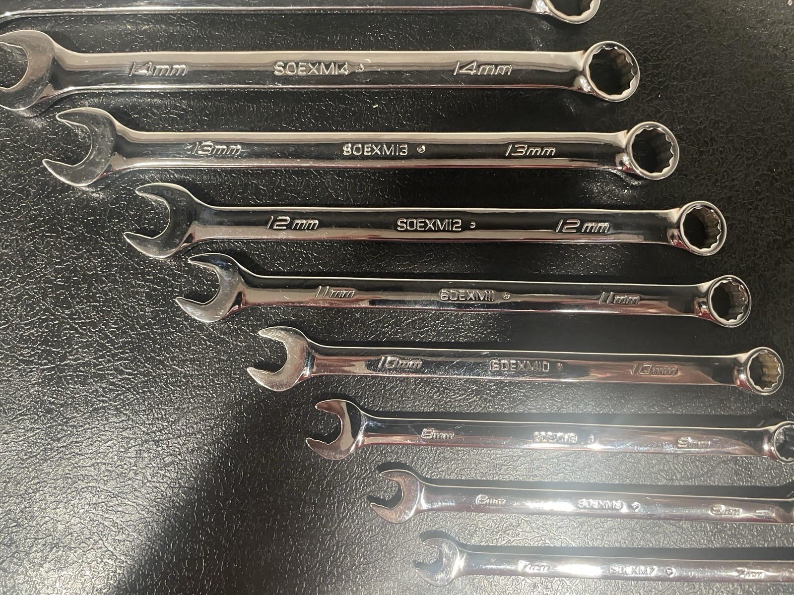 Snap-on 13pc 12 Pt Metric Flank Drive Wrench Set PRO-FI foam 7-19mm SOEXM01FMBR