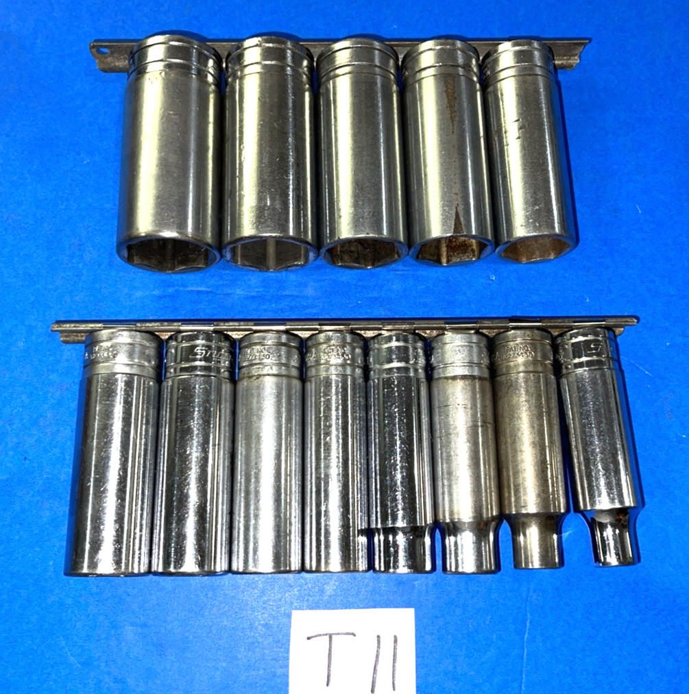 SNAP-ON TOOLS 13 PIECE 1/2 DRIVE SAE. DEEP CHROME SOCKET SET 6 POINT 313TSYA