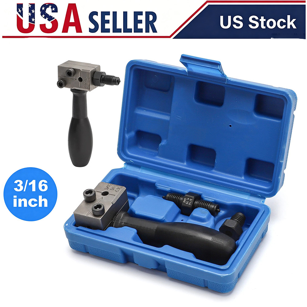 Universal Handheld Car Brake Line Flaring Tool Kit 3/16» Double Flare + Storage