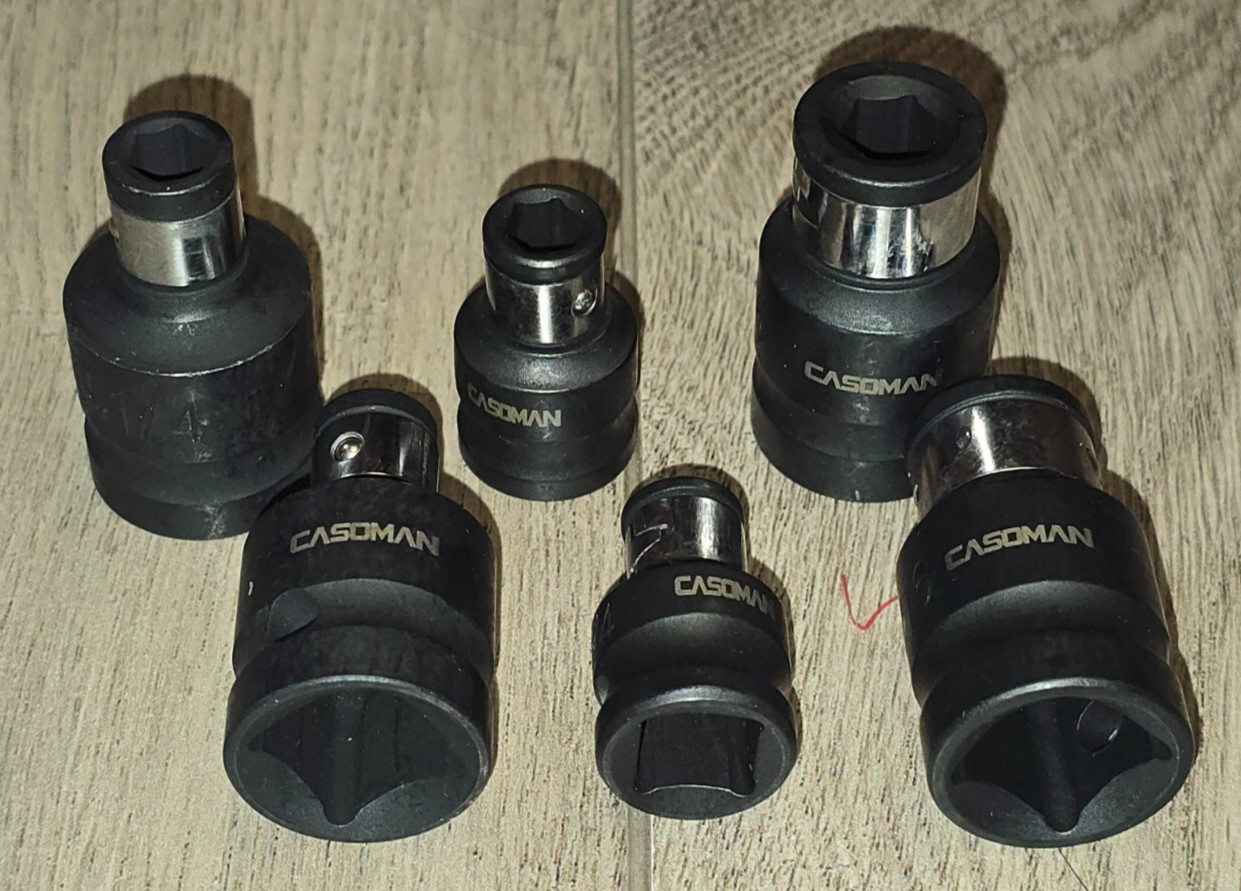 Casoman 1/2 & 3/8 Sq dr to 1/4″ & 5/16″ Hex Bit Holder Impact Socket Adapter Set