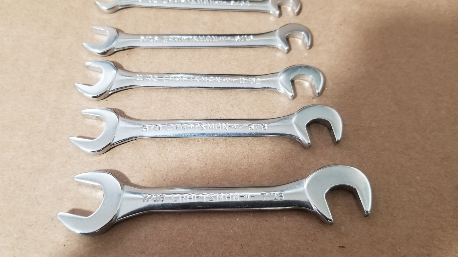 VTG Sears Craftsman 9_4306 Super-tuff Steel 8-Piece Open End Ignition Wrench Set