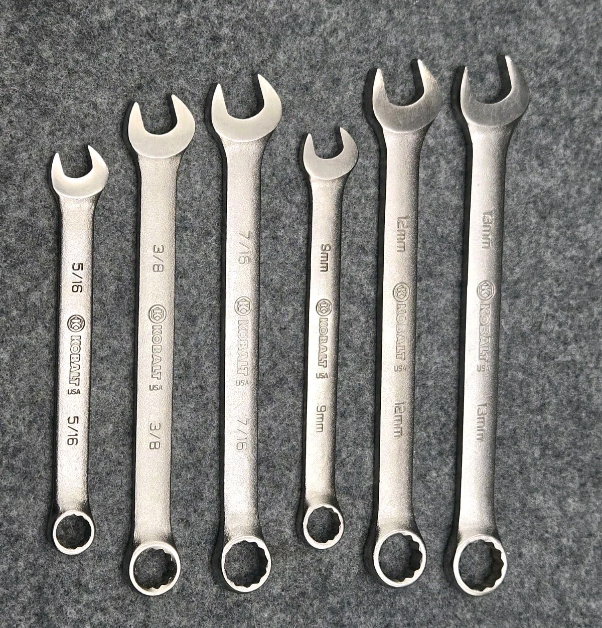 Kobalt USA Metric and SAE Mixed Wrench Lot of 6