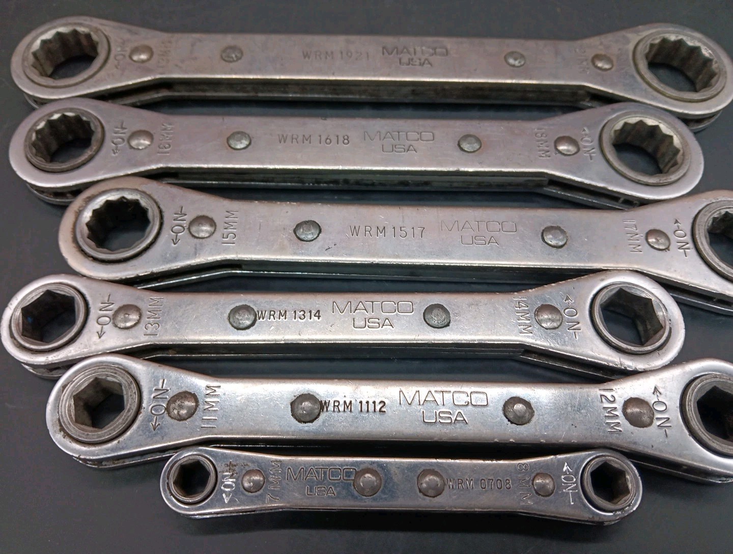 MATCO 6 PIECE Metric Ratcheting Box End Wrenches 7-8mm & 11-21mm *No 9-10mm