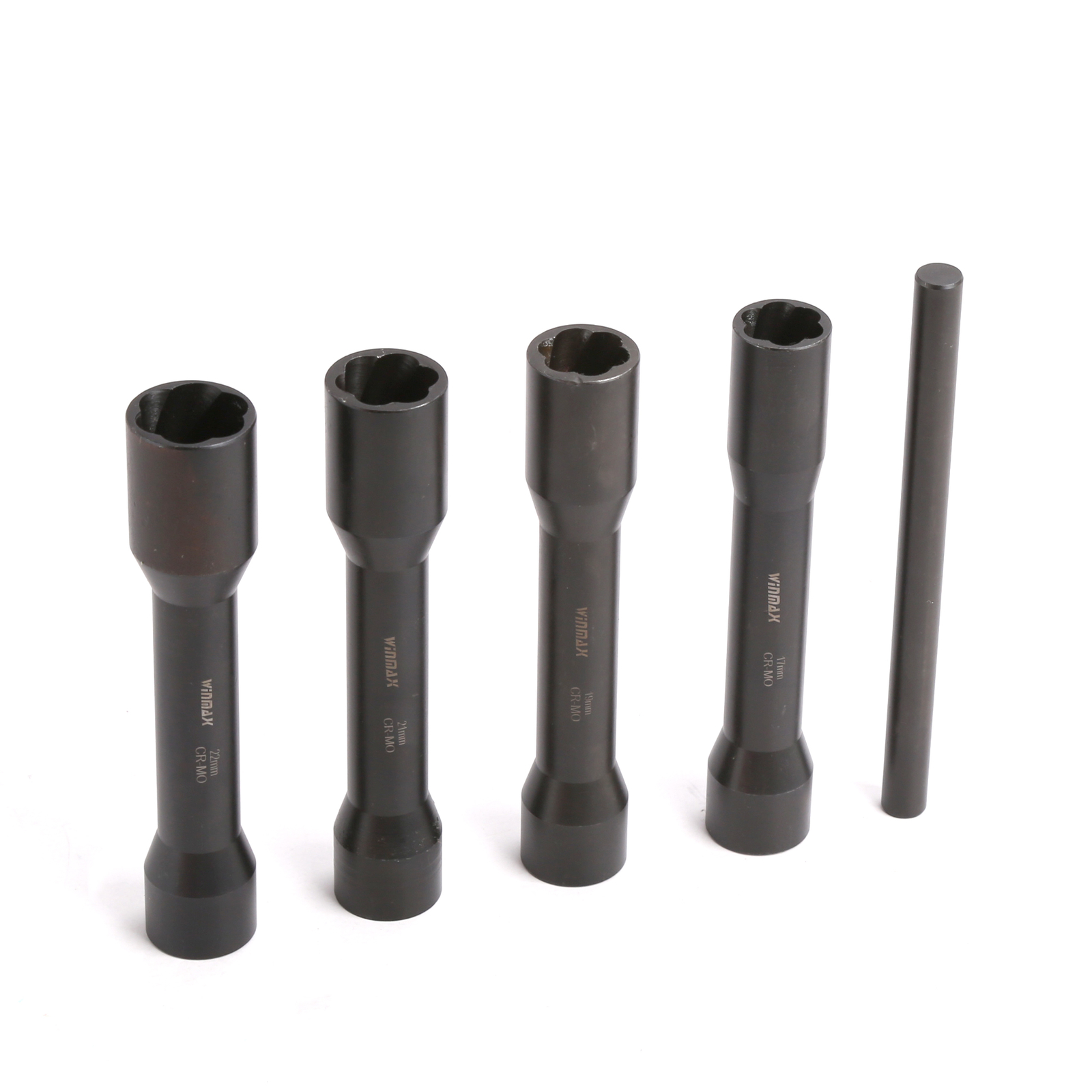 5PC 1/2″ Drive Long Reach Twist Damaged Lug Nut Socket Set, Size 17 19 21 22mm