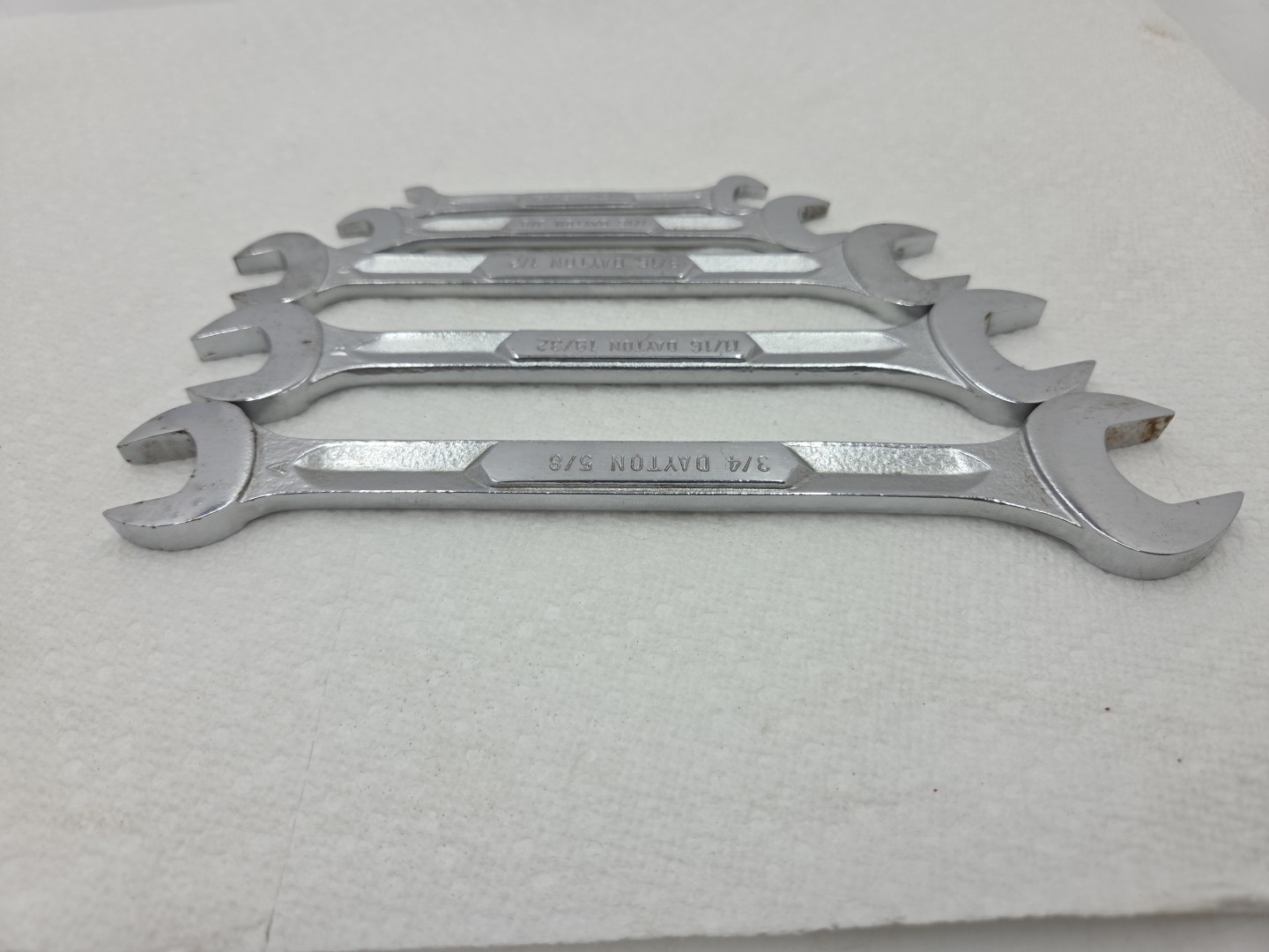 Vintage Dayton 5 Piece Open End Wrench Set – 1/4″ To 3/4″ No. 4X140 Made In USA