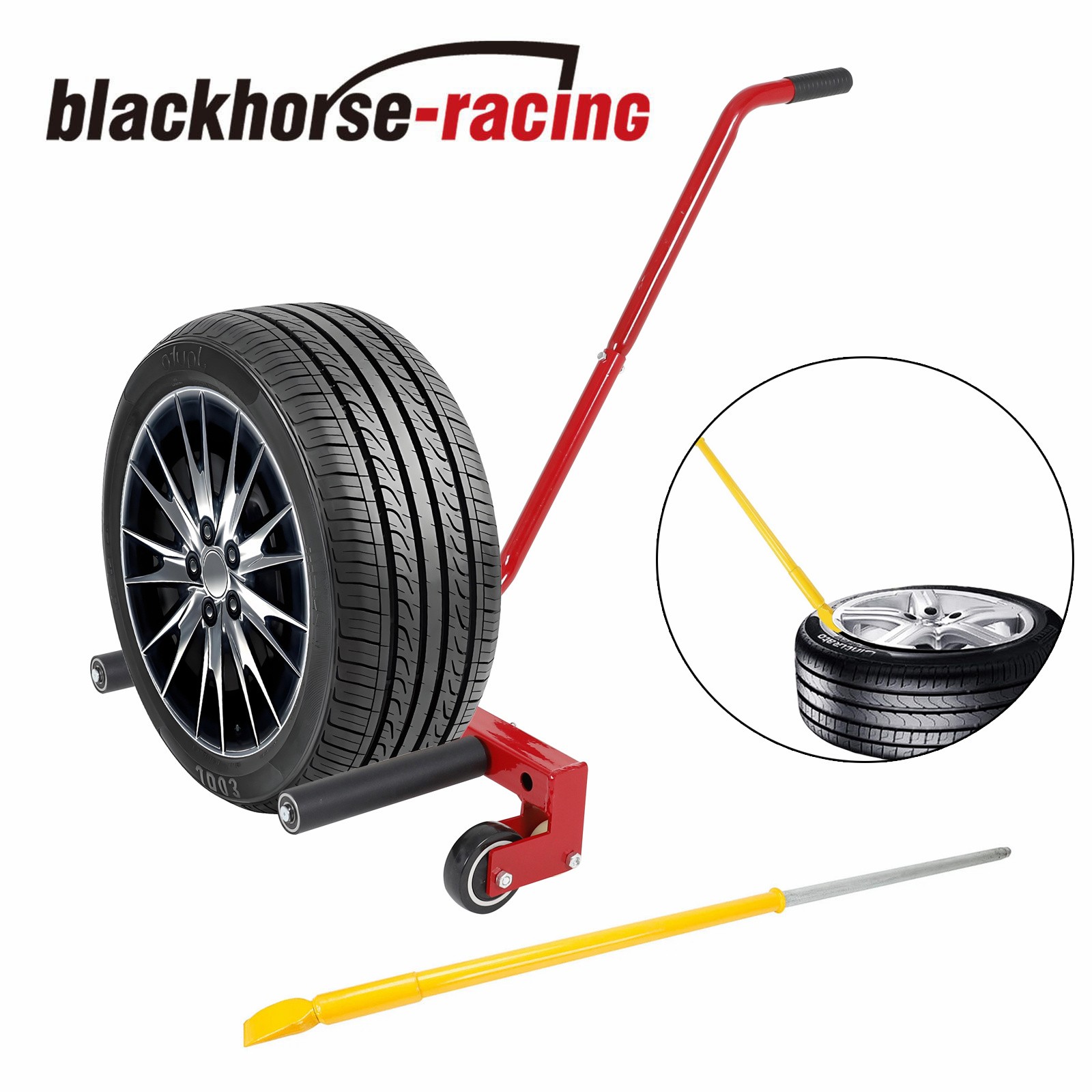 330 lbs Adjustable Tire Wheel Dolly Cart & Tire Bead Breaker For 6.5″-24.5″ Tire