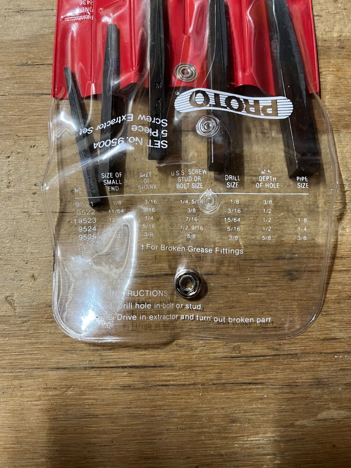 Proto 9500A 5pc Screw Extractor Set for Screw Extraction