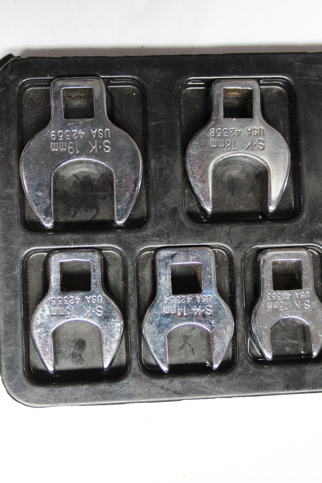 SK Tools 10 pc 3/8in. Drive Metric Crowfoot Wrench Set 10mm-19mm USA
