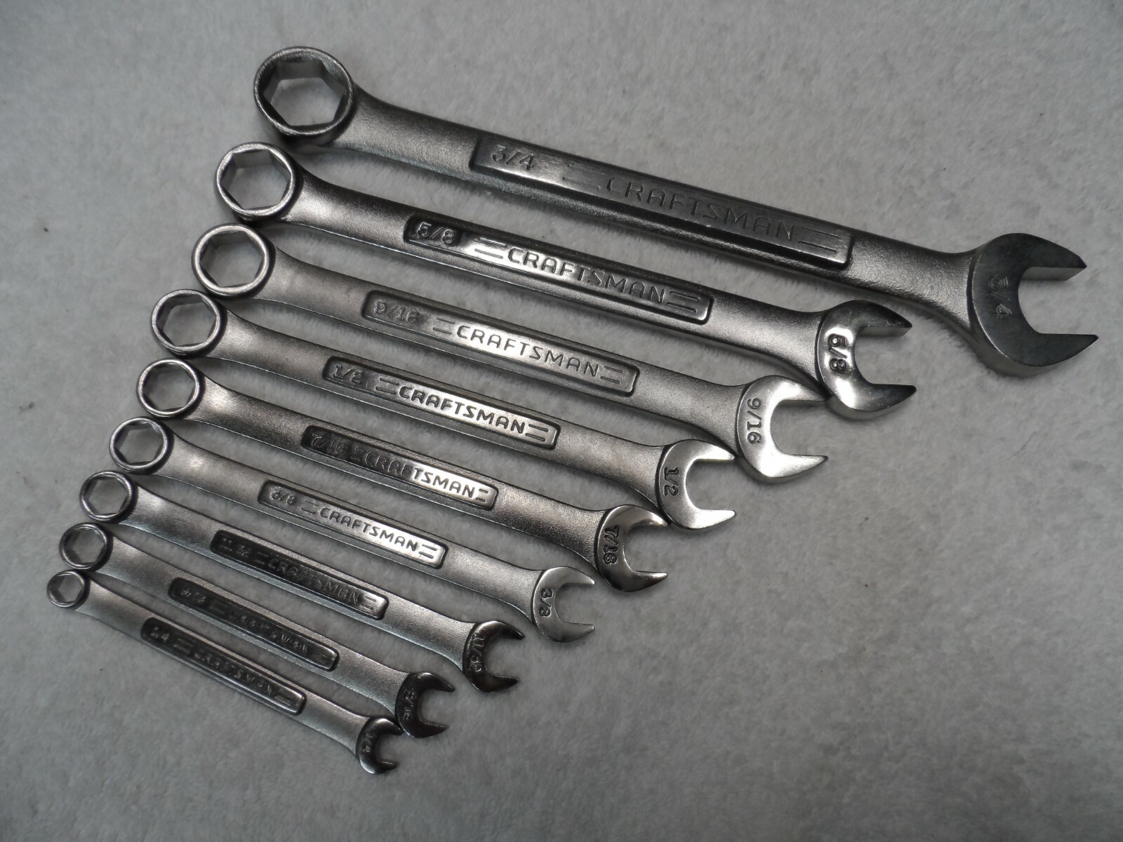 Craftsman SAE Combination Wrench Set, USA NOS, 6 pt, 1/4″ to 3/4″ – 9 pcs