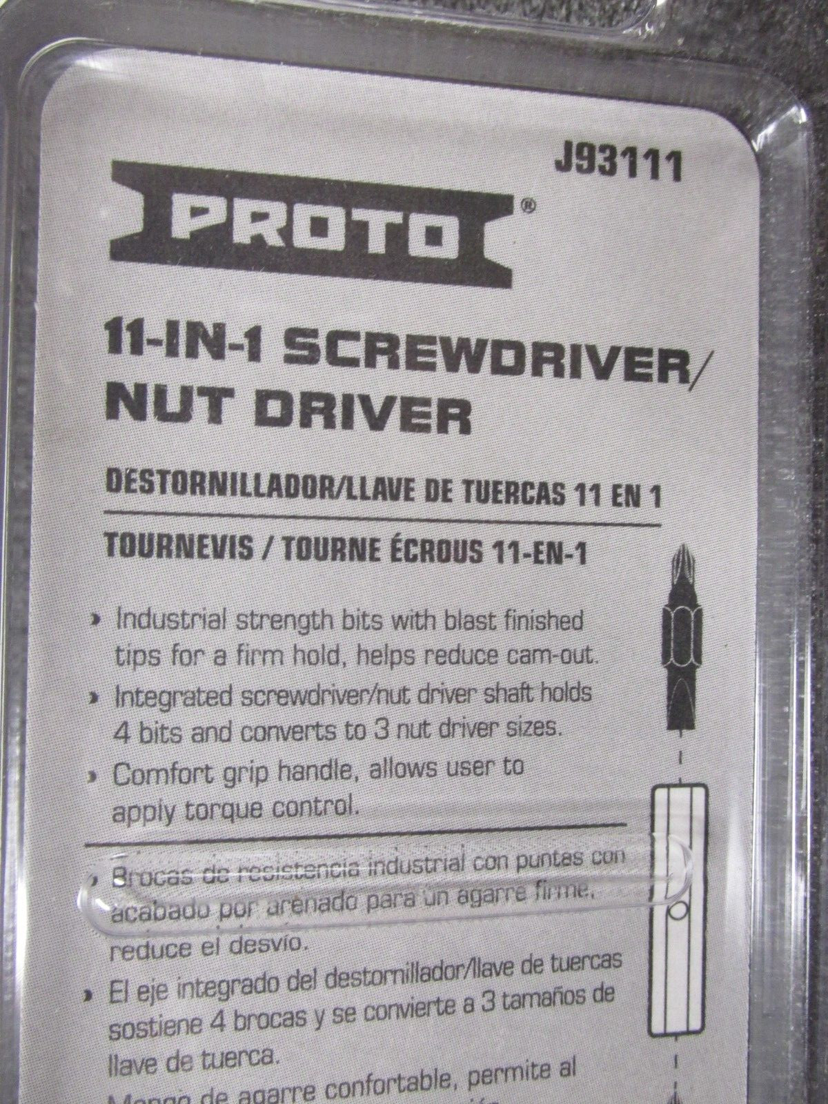 Mechanic Electrician Technician Tool Proto 11-In-1 Screwdriver Nut Driver J93111