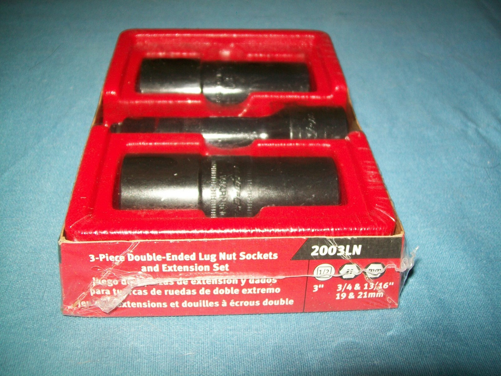 New Snap-on™ 2003LN 19 / 21 mm 3/4″ / 13/16″ Flip LUG NUT Socket SET w Extension