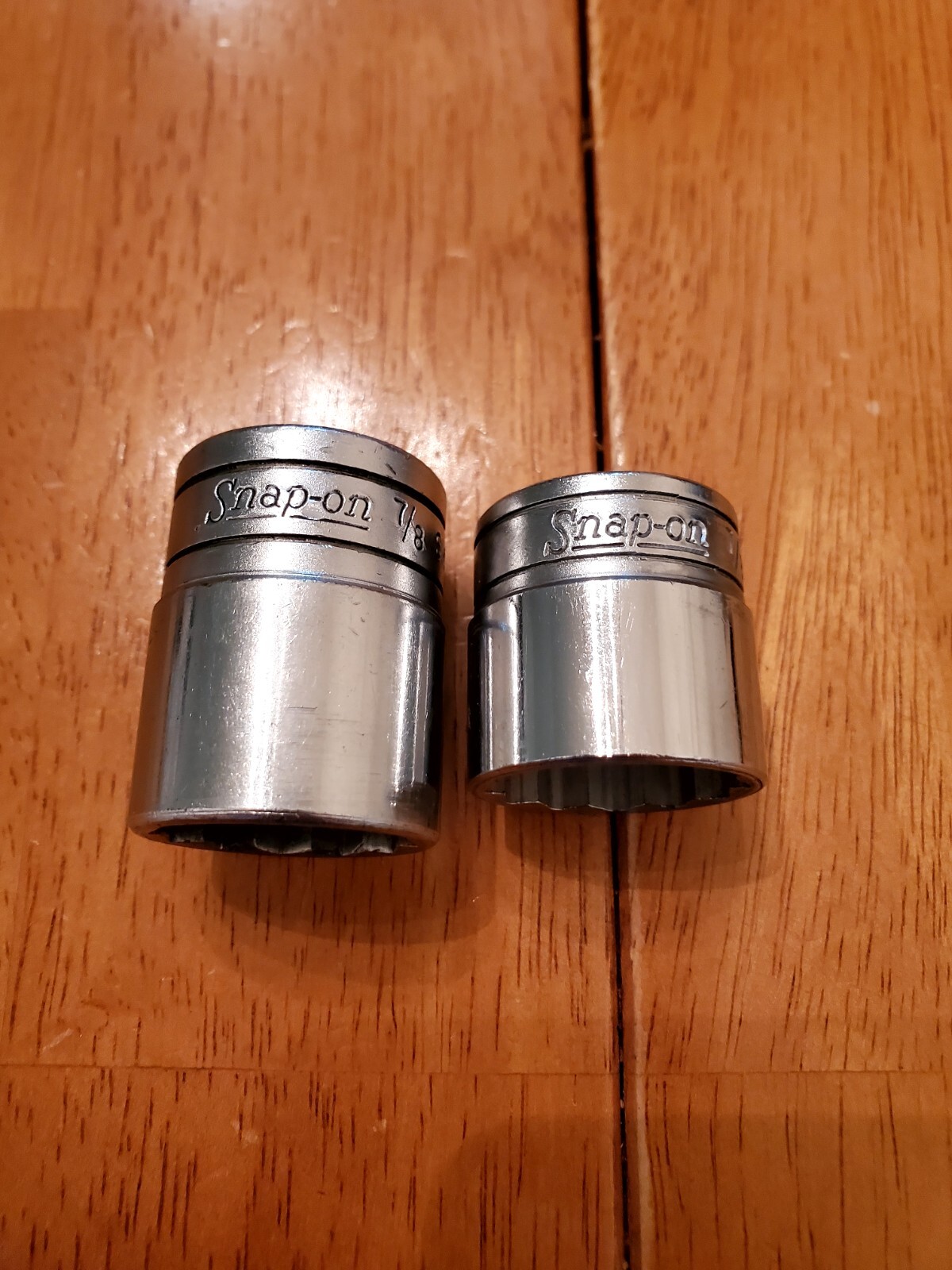 Snap On 3/8″ 1/2″ Drive 7/8″ 12PT SAE Shallow Chrome Sockets Lot Of 2