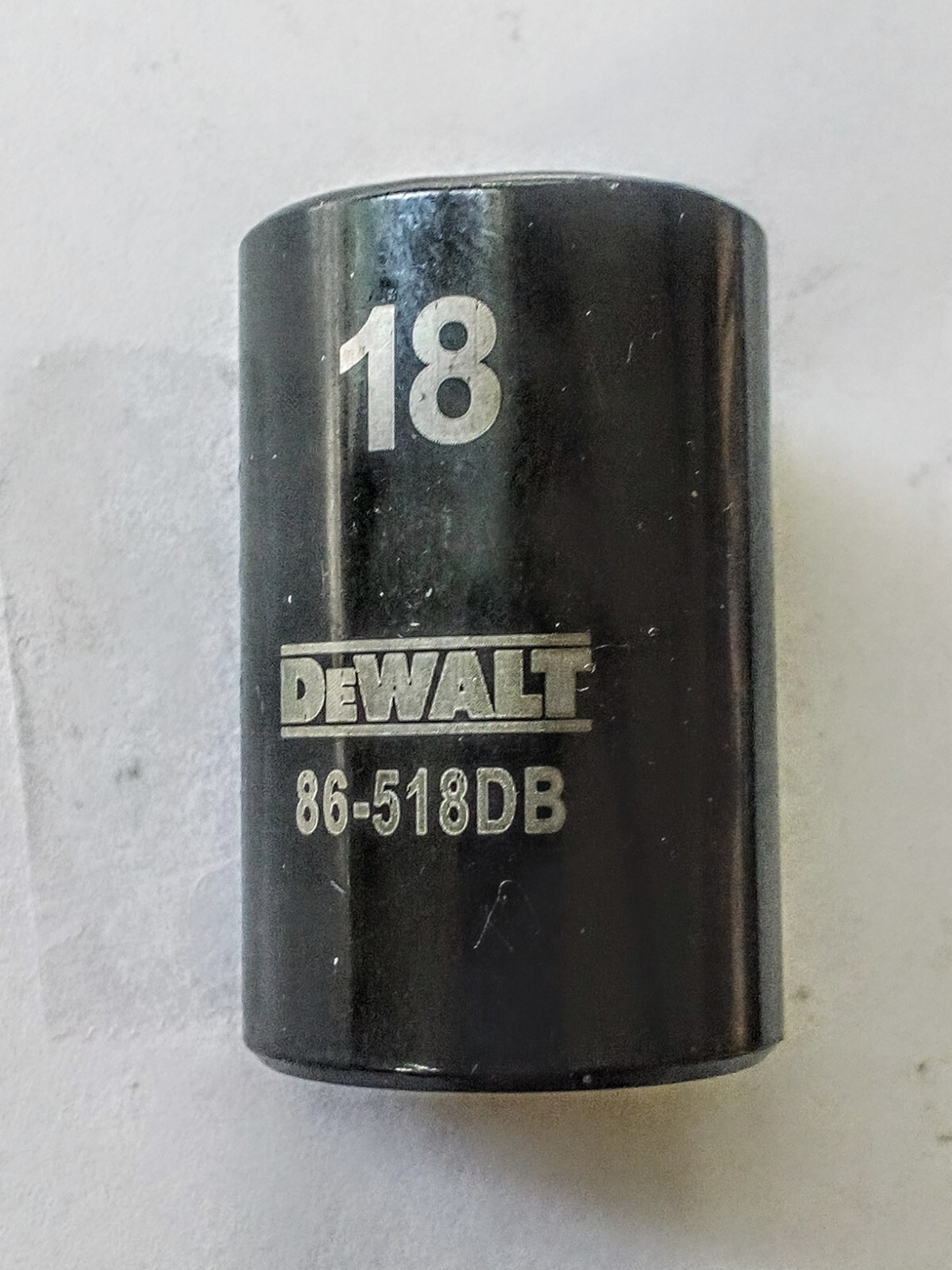 DeWalt 18 mm x 1/2″ Dr Black Chrome Socket – 86-518DB – 6 Pt Free Shipping