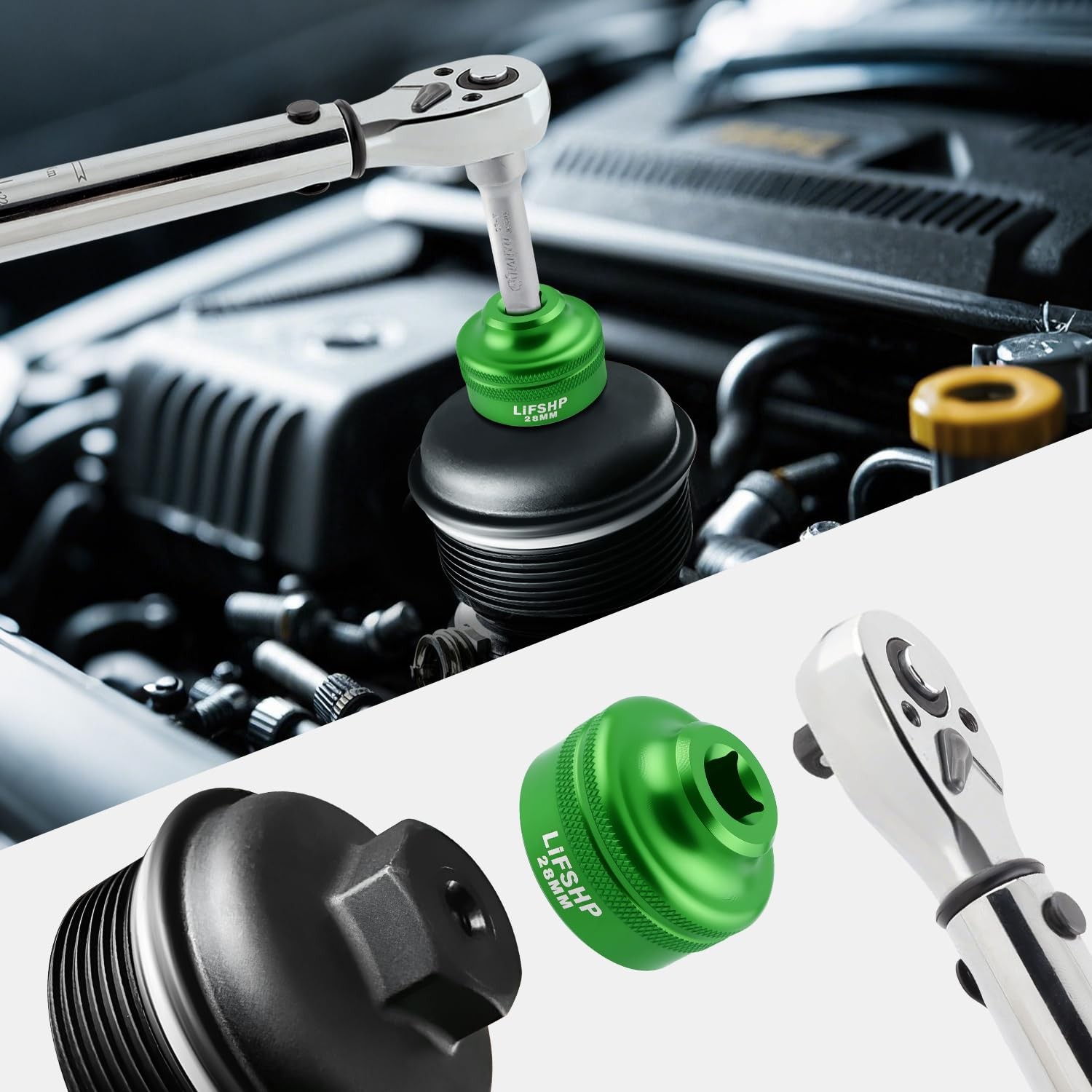28MM Oil Filter Socket for Cummins 3/8 Drive Dodge Ram 6.7L Fuel Removal Tool