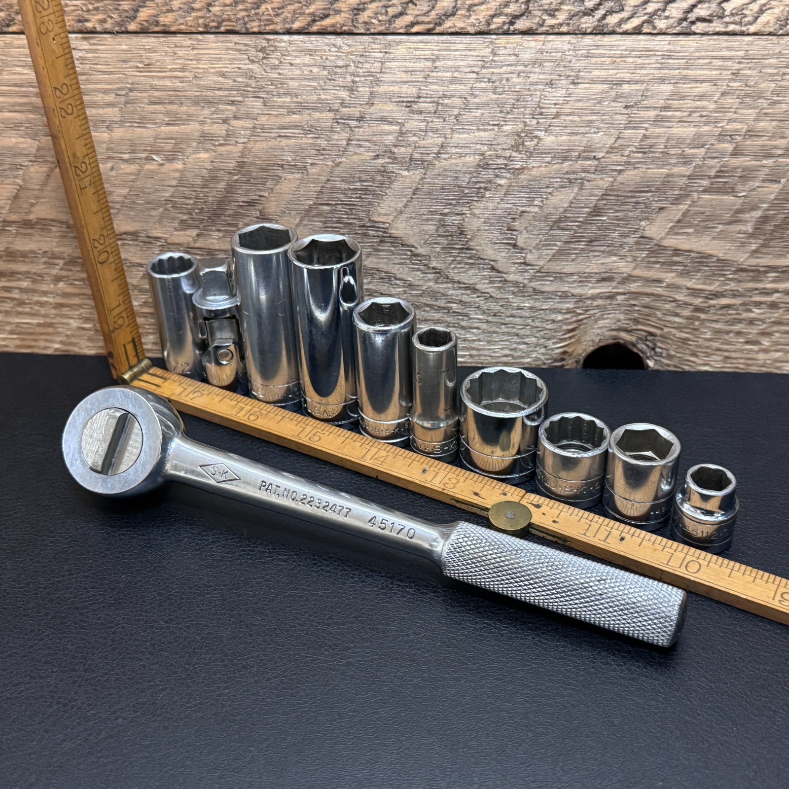 S-K Tools 3/8 Drive SAE Socket Lot 12PT 6PT Deep, STD, Universal & Ratchet 45170