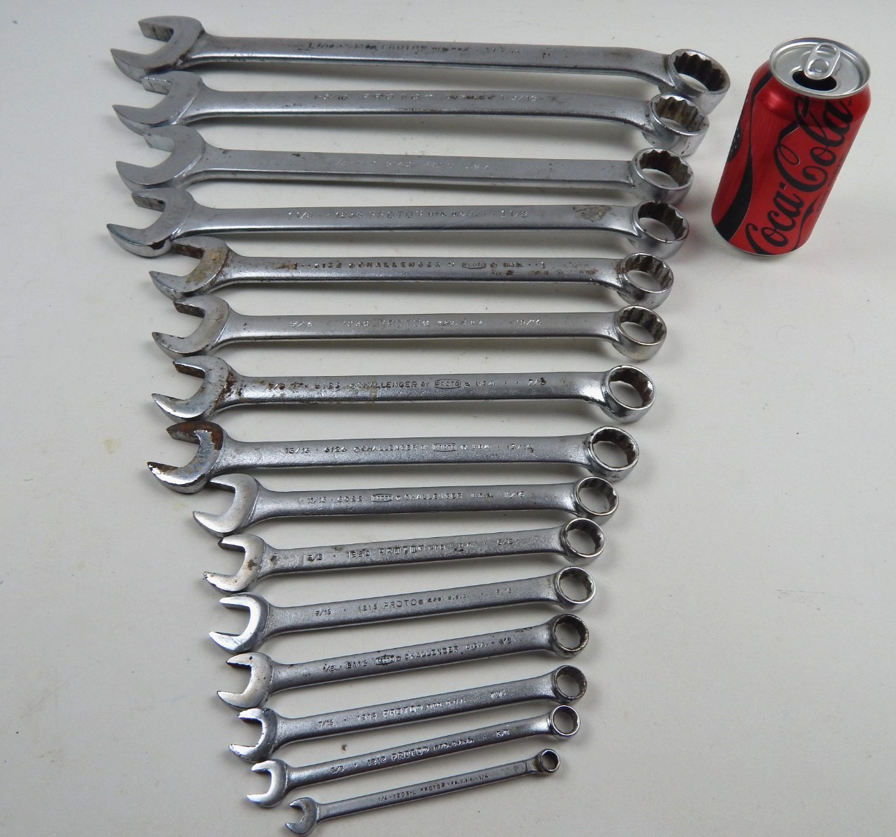 Proto & Challenger 1/4″ to 1-7/16″ 12 Point SAE Combination Wrench Set 15pc USA
