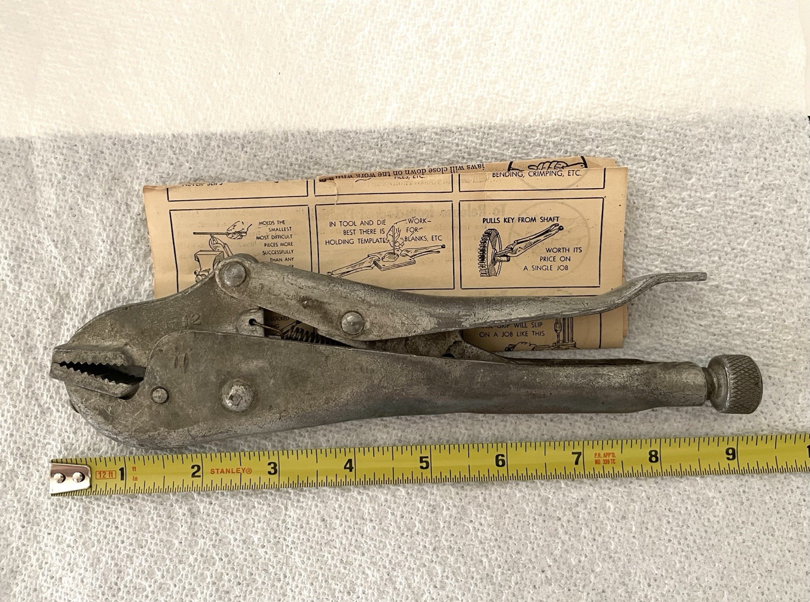 Vintage KNU-VISE USA VW-10 Locking 9 In Vise Grip Pliers VW10 Knu Vise