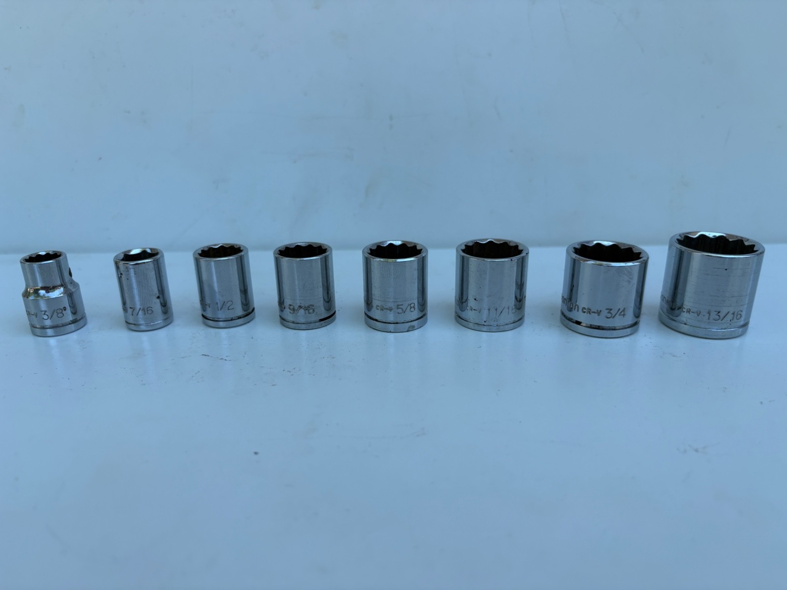 Vintage Companion (SEARS) 3/8″ Drive Shallow SAE Sockets 12 point – 9 Pieces