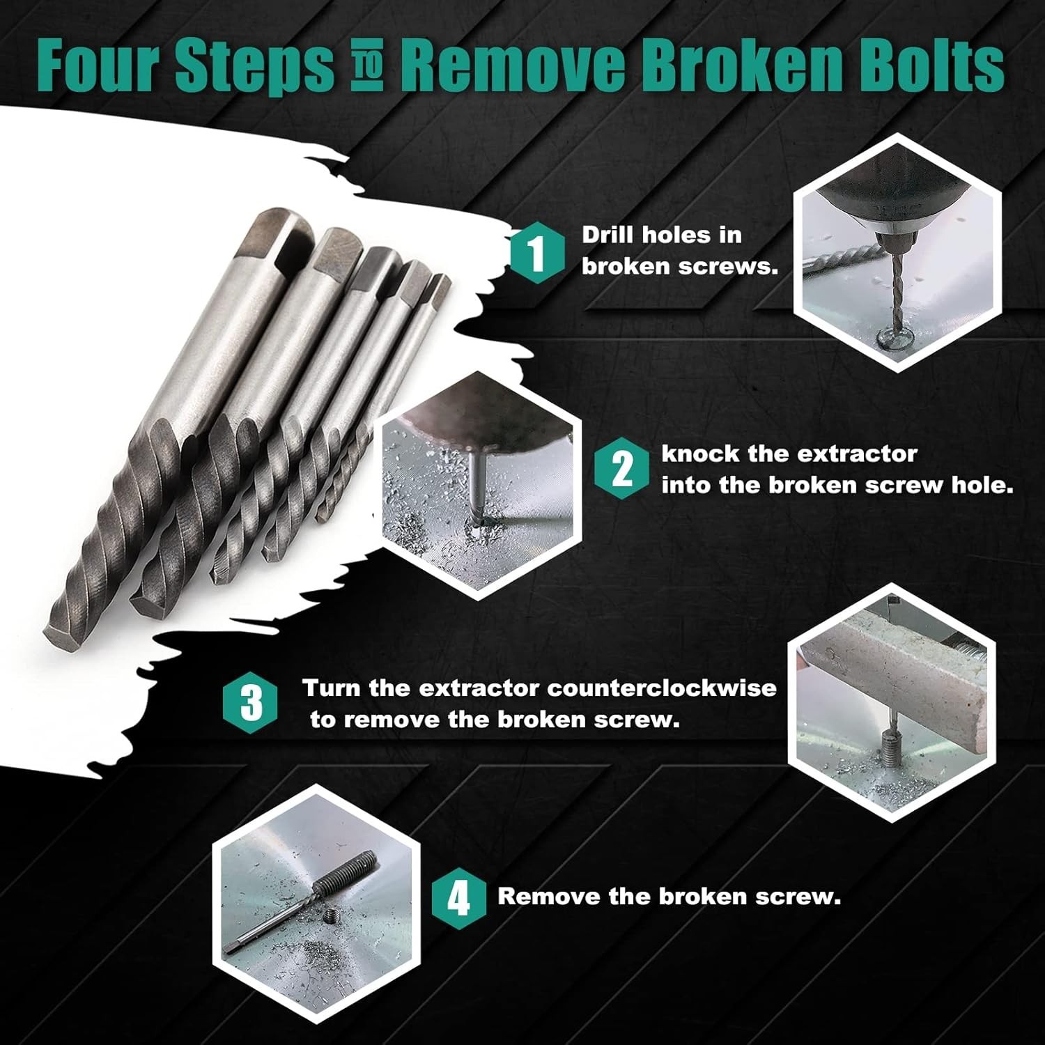 10-Piece Cobalt Steel Screw Extractor & Left Hand Drill Bit Set for Easy Removal