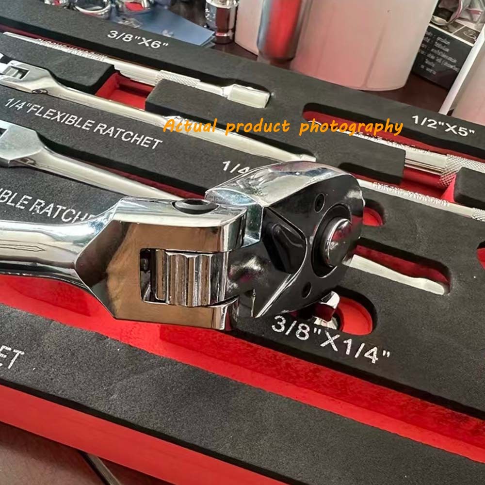 72-Tooth Flexible Handle Ratchet Wrench 10-Piece Set Includes 1/4-inch,3/8-inch