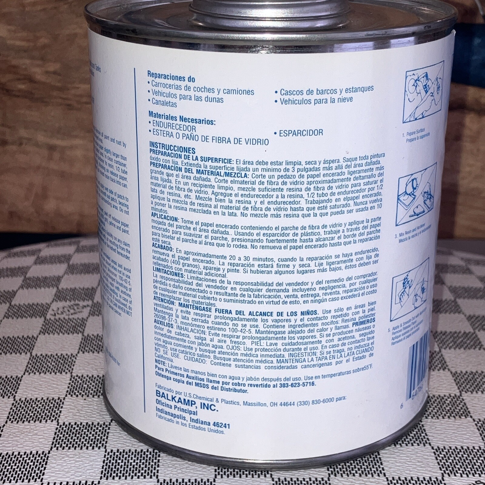 Napa Fiberglass Resin 765-1285 1 Quart New.