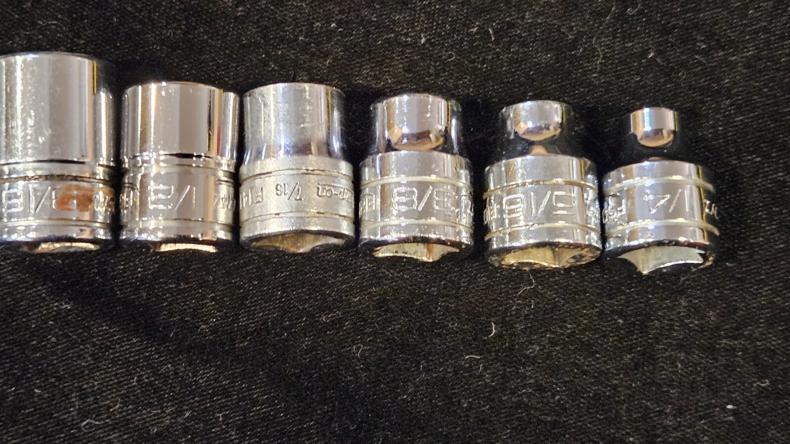 Snap-on 3/8″ Drive 1/4-7/8″ SAE 12-point (1-6pt) 11pc Set Shallow F-081 – F-281