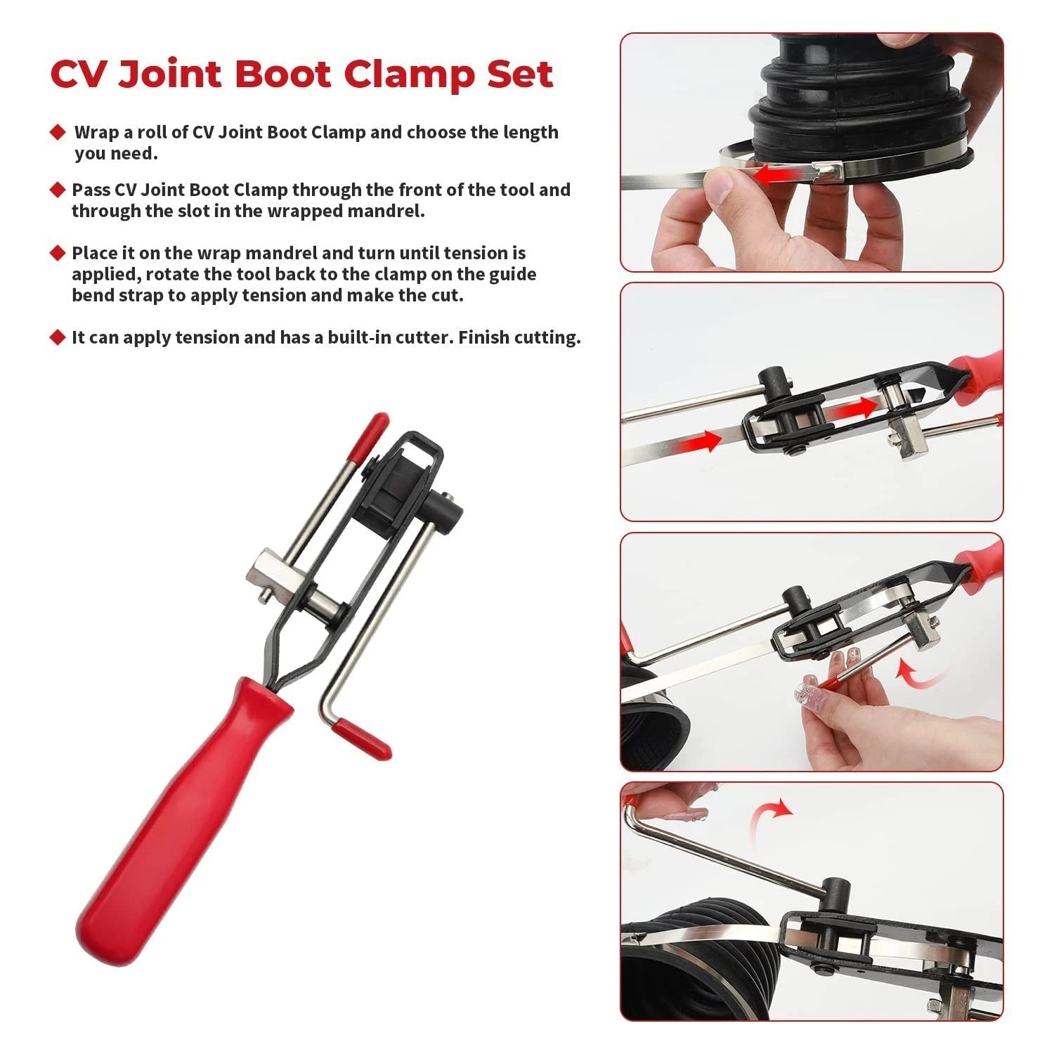 CV Joint Axle Boot Clamp Pliers Tool Kit w/ 30 Ear Clamp for Car ATV Auto Repair
