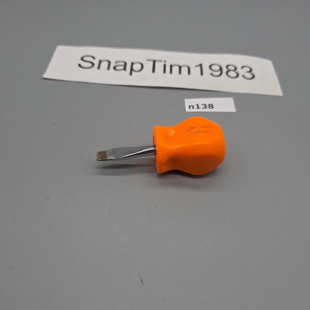 Snap-On Tools 1/4″ Slotted / Flat Tip Stubby Orang Hard Handle Screwdriver SDD1