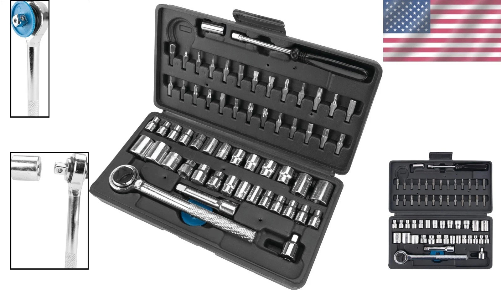 Versatile 60pc Socket Bit Set: SAE Metric 1/4 3/8 Drive Ratchet Extension