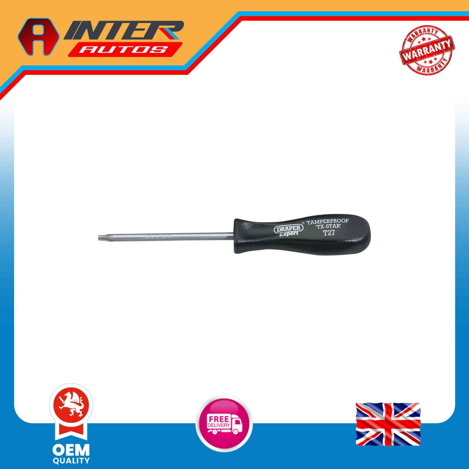 Draper Expert TX-STAR® Security Screwdriver, T27T x 100mm 34118