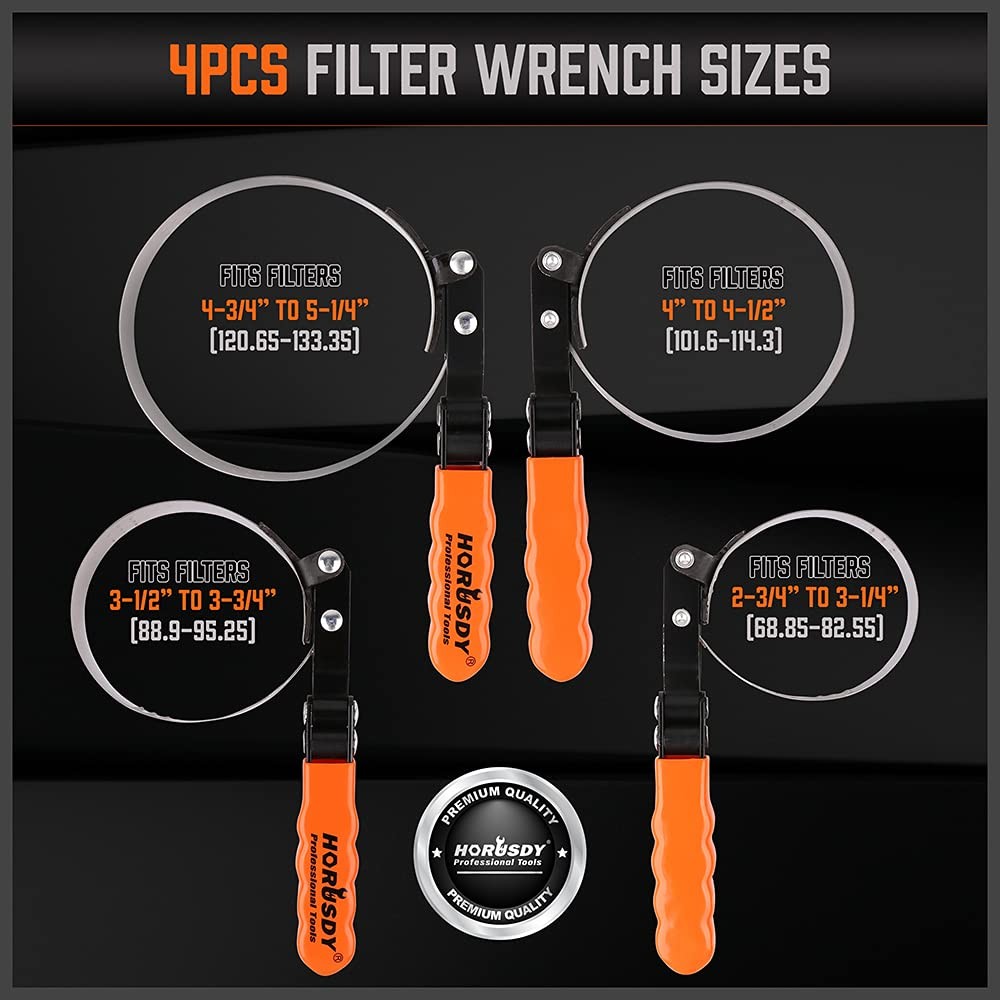 OIL FILTER SWIVEL WRENCH Pliers Removal Tool Set Standard 5-Piece By HORUSDY