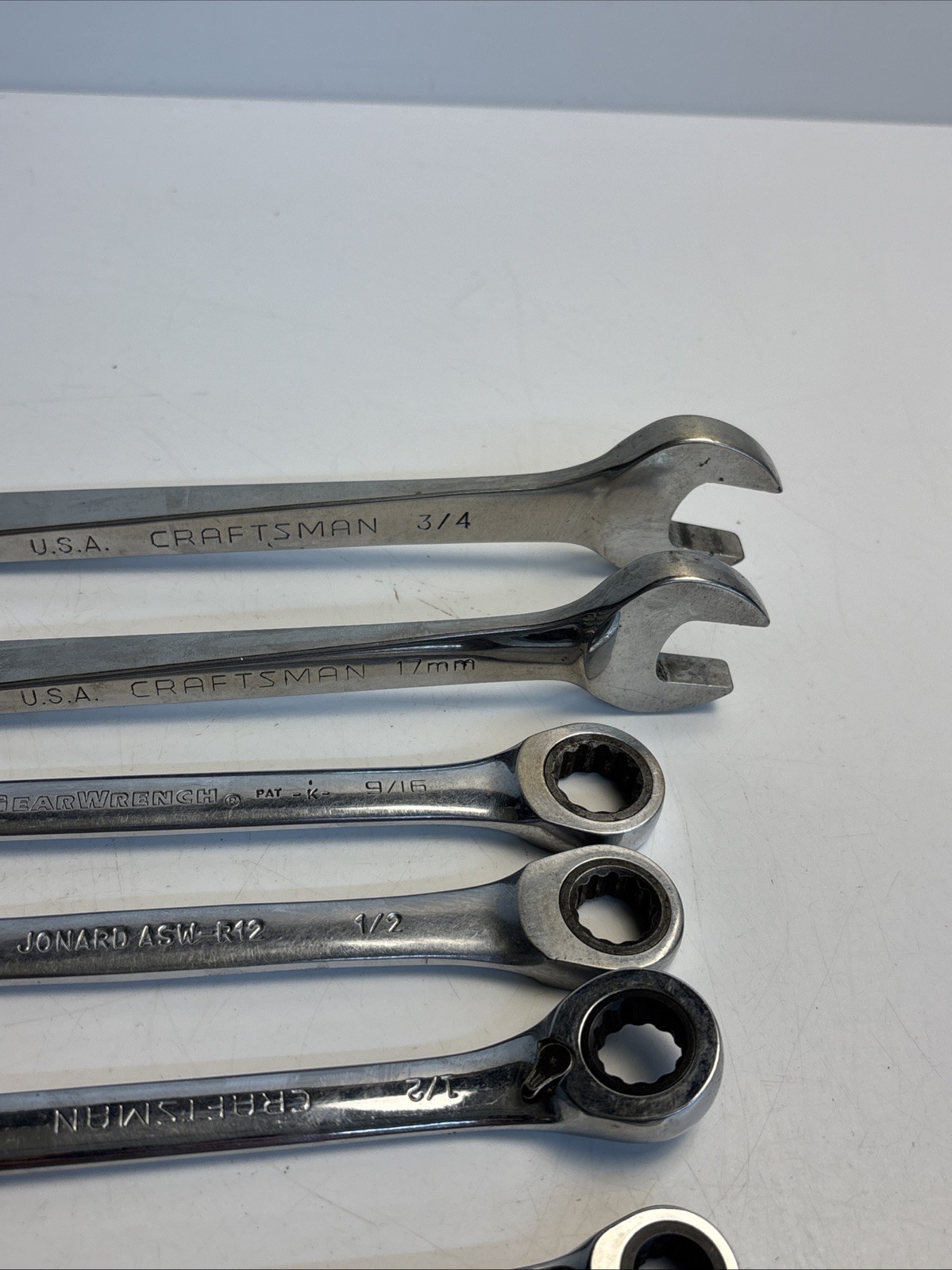 Vintage Mixed Ratcheting Combination Wrench Lot Craftsman GearWrench Jonard USA