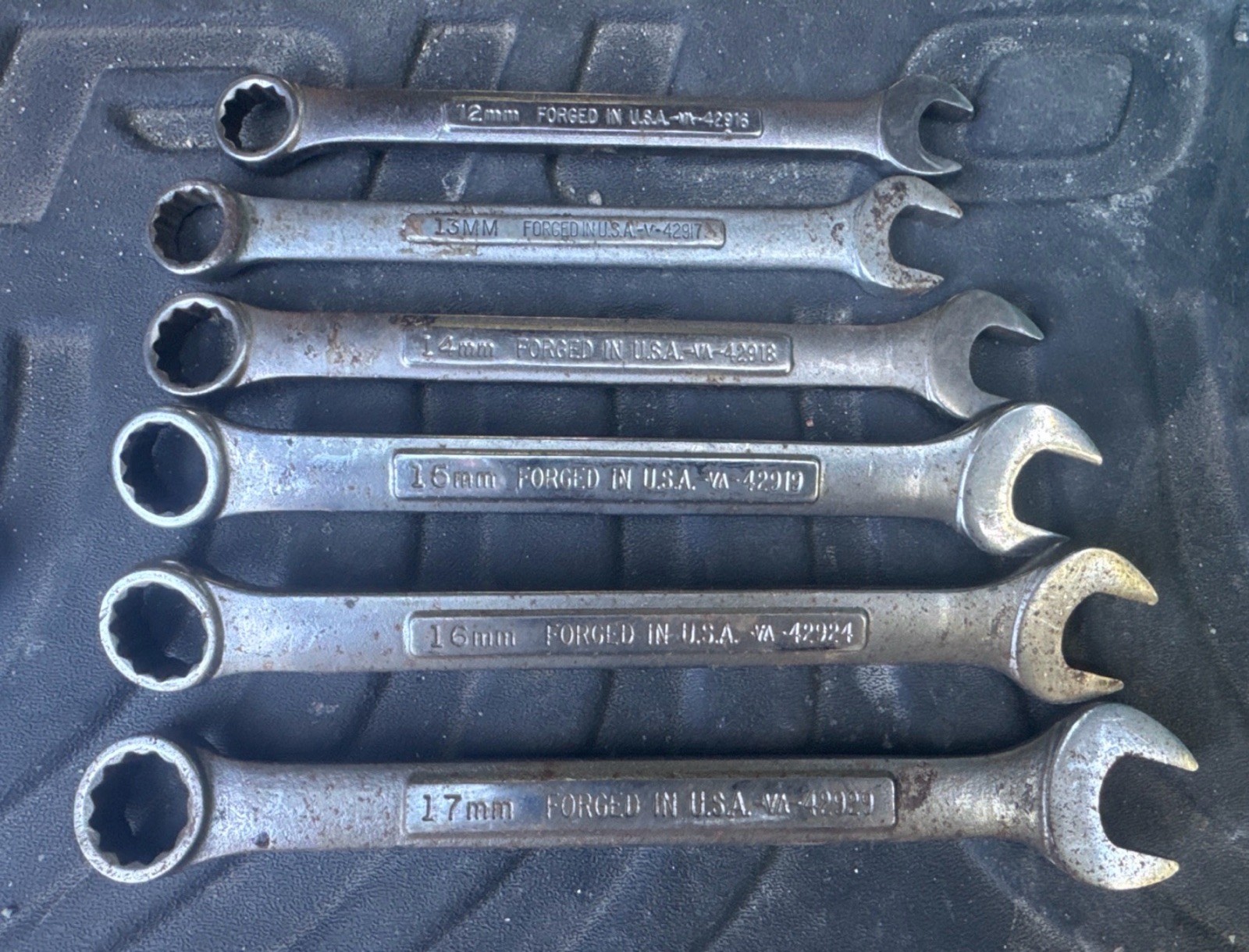 Vintage USA Forged Metric Wrench Set 12mm 13mm 14mm 15mm 16mm 17mm OEM Tool Kit