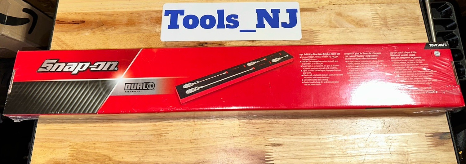Snap On 4 pc 3/8″ Drive Dual 80 Soft Grip Flex-Head Ratchet Set 204RT04FR (RED)