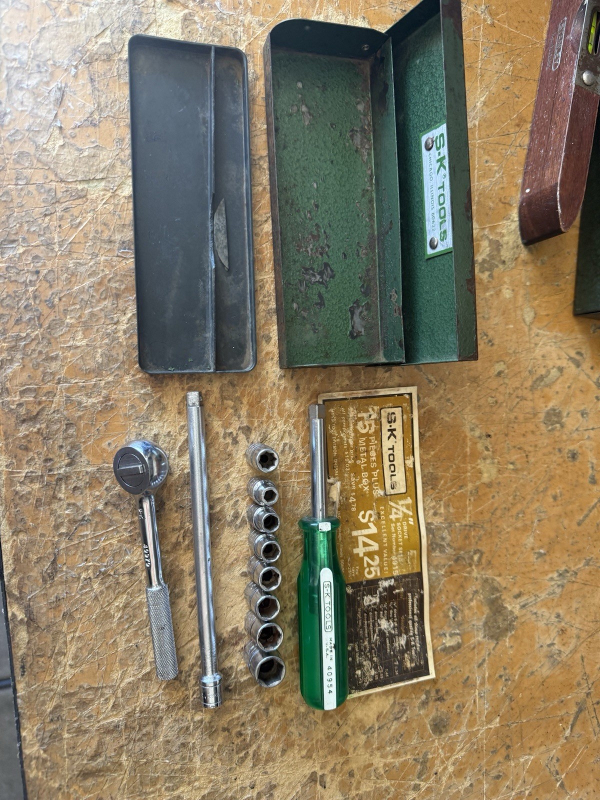 S-K Tools No. 4915 1/4” Drive Socket Set All S-K USA Green Spinner Handle