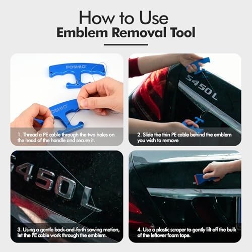Aluminum Alloy Car Logo Emblem Remover Tool with 3PCS 60CM PE Cables for Film