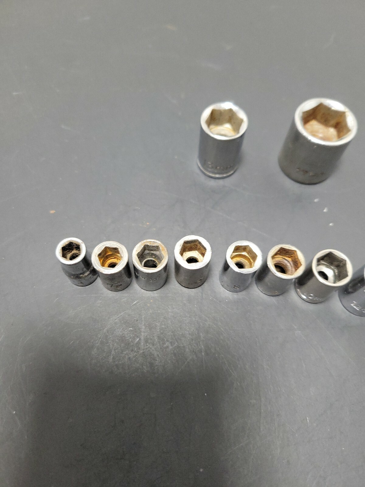 Lot of 11 Shallow Sockets 6mm 7mm 8mm 9mm 10mm 12mm 6pt Metric 1/4″ 3/8″ Drive