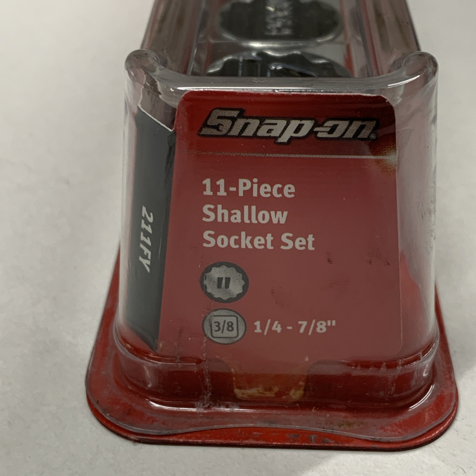 Snap On Tools USA 211FY 3/8″ Drive SAE Shallow 12 Point Chrome Socket Set NEW