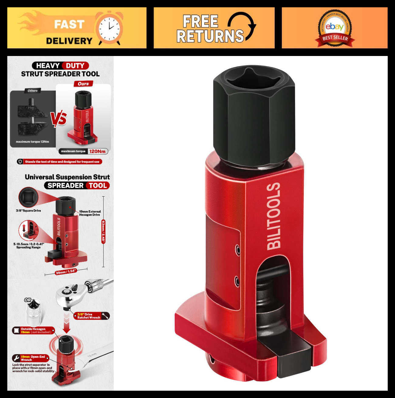 Universal Strut Spreader Tool – Heavy Duty Suspension Separator, Max Torque 120N
